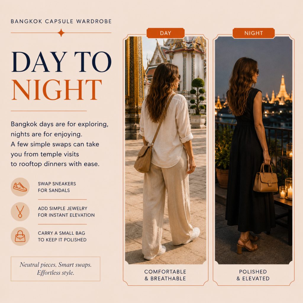 what to wear in Bangkok for temples markets and dinners